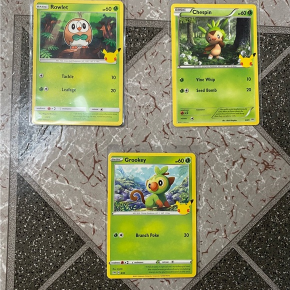 Pokémon McDonald’s 25th Anniversary  - 3 card lot Rowlet, Chespin, Grookey 6/25 - Picture 3 of 6